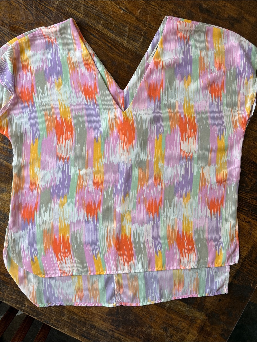 Women's V-Neck Brushstroke Print Blouse - Multi